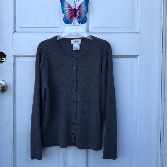Talbots Petites Gray Button Up Cardigan Sweater M Talbots Petites Gray Button Up Cardigan Sweater M